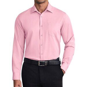 Men's Pink Long Sleeve Button Dress Shirts Formal Business Imported Shirts